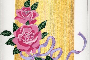 Pink Roses with Ribbon